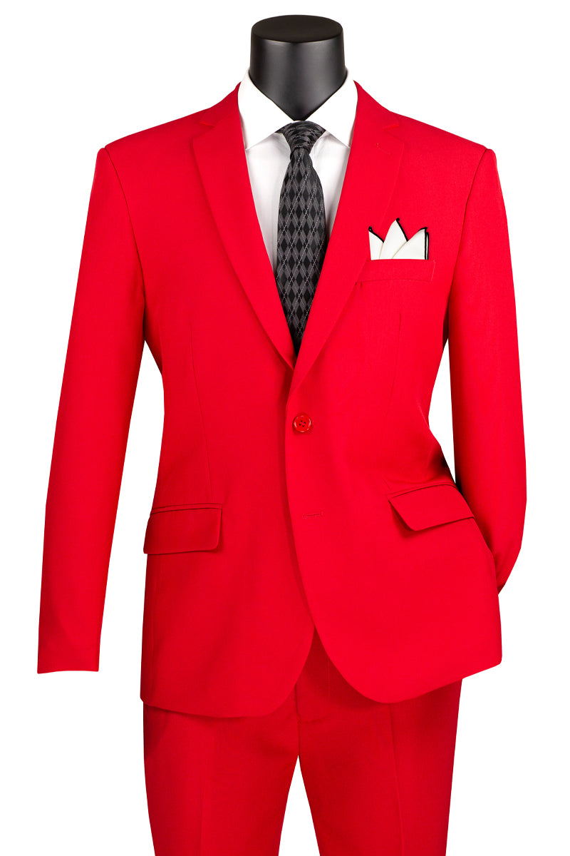 Men's 2 Button Slim Fit Poplin Suit in Red