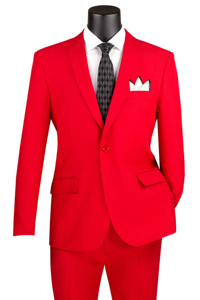 Men's 2 Button Slim Fit Poplin Suit in Red