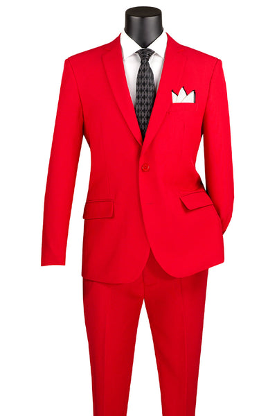 Men's 2 Button Slim Fit Poplin Suit in Red