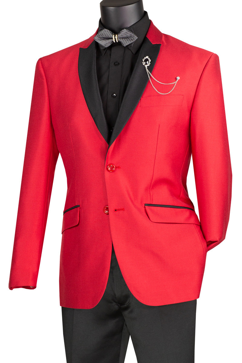 Men's 2 Button Slim Fit Peak Shawl Tuxedo in Red