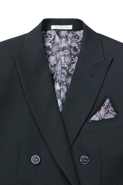 Men's Slim Fit Double Breasted Stretch Suit in Black