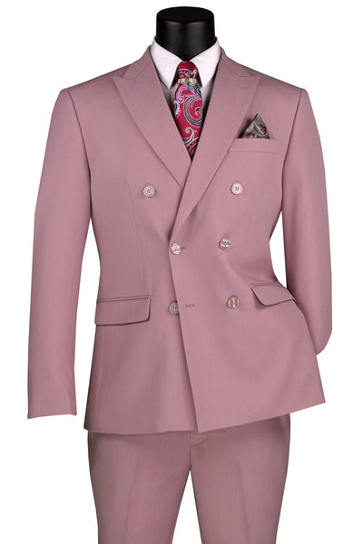 Men's Slim Fit Double Breasted Stretch Suit in Lilac Lavender