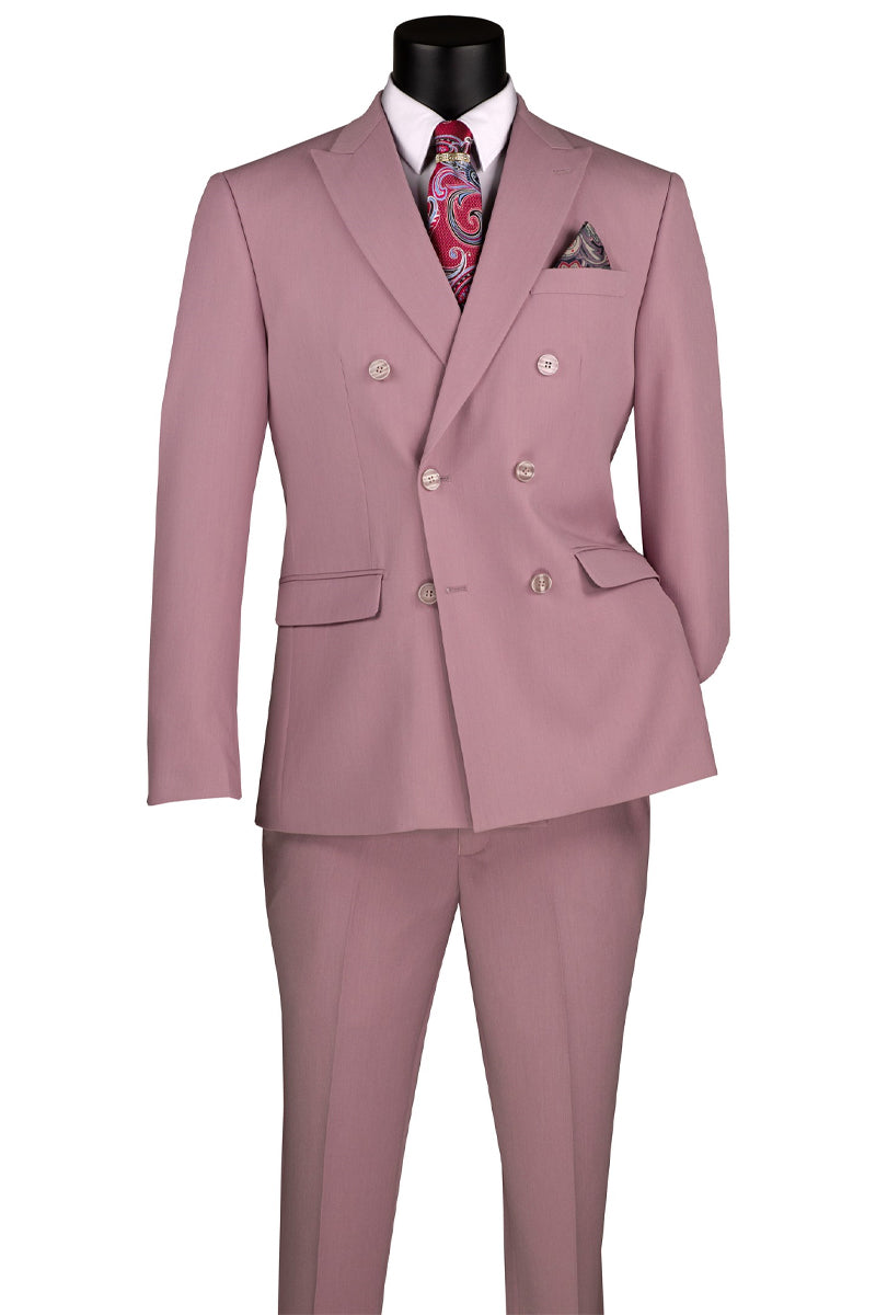 Men's Slim Fit Double Breasted Stretch Suit in Lilac Lavender