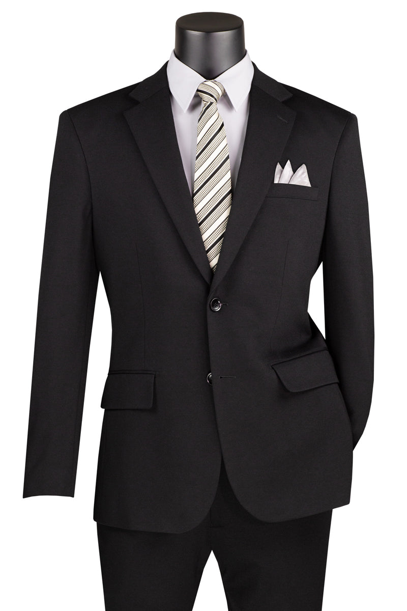 Men's Basic Slim Fit Ultra Stretch Wedding Suit in Black