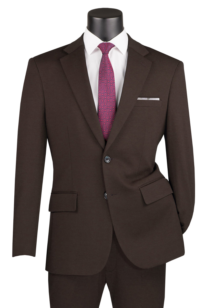 Men's Basic Slim Fit Ultra Stretch Wedding Suit in Brown