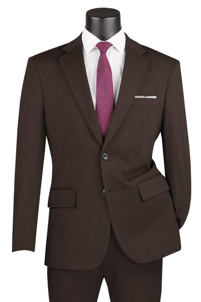 Men's Basic Slim Fit Ultra Stretch Wedding Suit in Brown