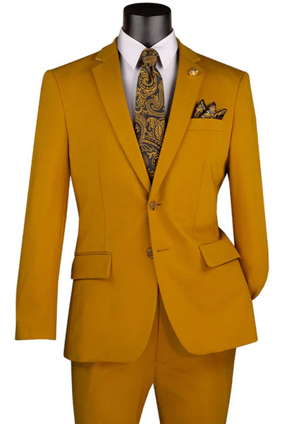 Men's Basic Slim Fit Ultra Stretch Wedding Suit in Gold