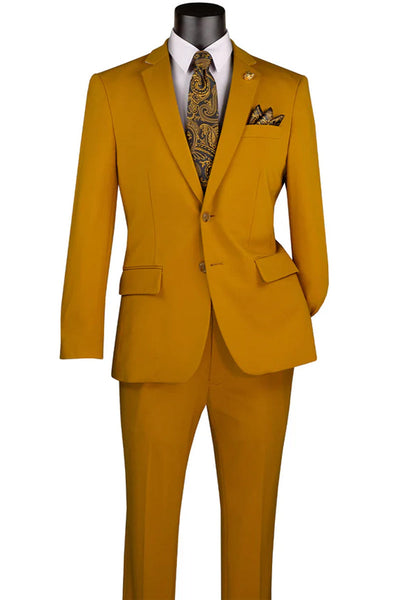 Men's Basic Slim Fit Ultra Stretch Wedding Suit in Gold