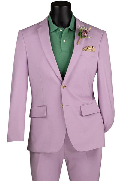 Men's Basic Slim Fit Ultra Stretch Wedding Suit in Lavender