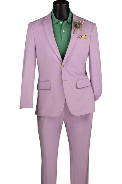 Men's Basic Slim Fit Ultra Stretch Wedding Suit in Lavender