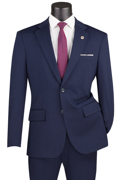 Men's Basic Slim Fit Ultra Stretch Wedding Suit in Navy Blue