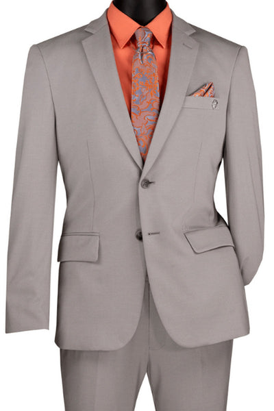 Men's Basic Slim Fit Ultra Stretch Wedding Suit in Silver Grey