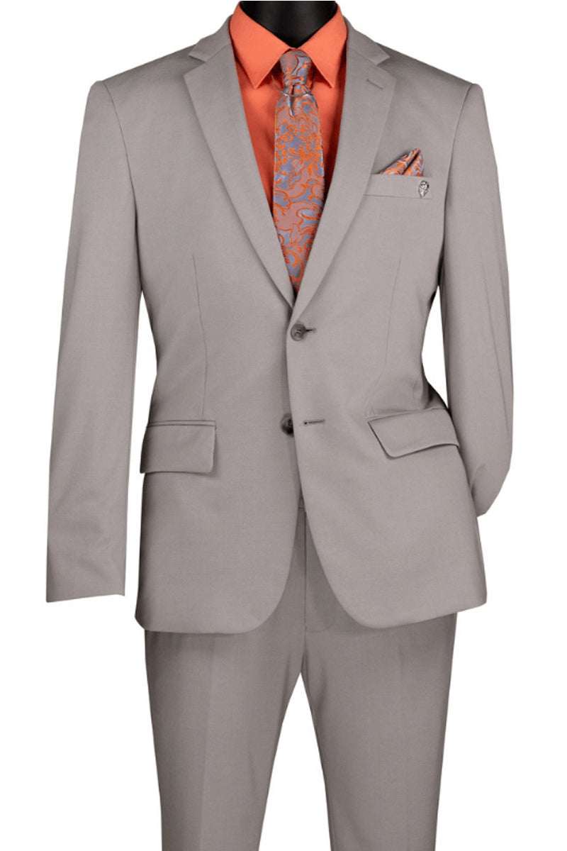 Men's Basic Slim Fit Ultra Stretch Wedding Suit in Silver Grey