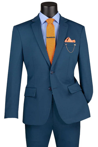 Men's Basic Slim Fit Ultra Stretch Wedding Suit in Teal Green