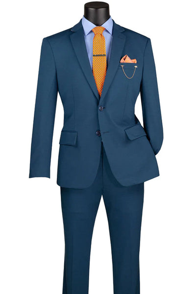 Men's Basic Slim Fit Ultra Stretch Wedding Suit in Teal Green