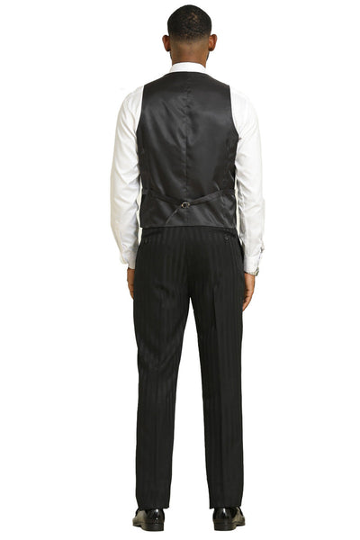 Men's Stacy Adams Modern Fit Vested Suit in Black Tonal Shadow Pinstripe