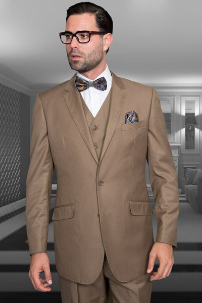 Men's Designer Vested Modern Fit Wool Wedding & Business  Suit in Bronze