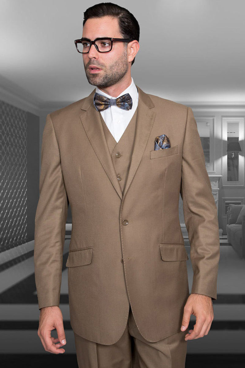 Men's Designer Vested Modern Fit Wool Business & Wedding Suit in Bronze