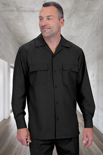 Men's Designer Wool Two Piece Leisure Walking Suit in Black