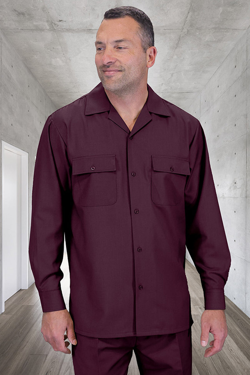Men's Designer Wool Two Piece Leisure Walking Suit in Burgundy