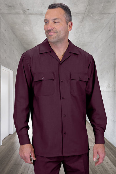 Men's Designer Wool Two Piece Leisure Walking Suit in Burgundy