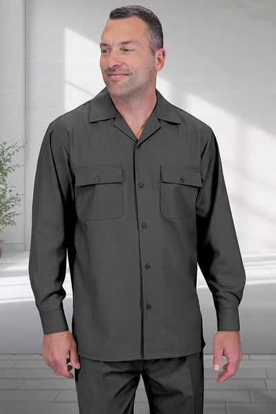 Men's Designer Wool Two Piece Leisure Walking Suit in Charcoal Grey