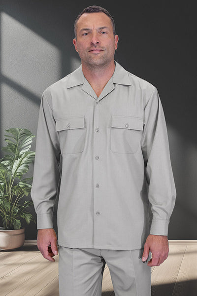 Men's Designer Wool Two Piece Leisure Walking Suit in Grey
