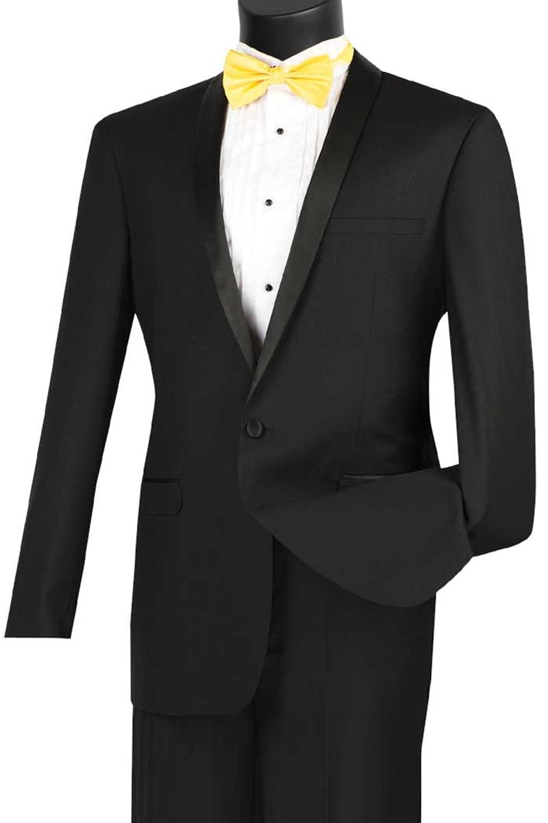 Men's Slim Fit Shawl Collar Tuxedo in Black