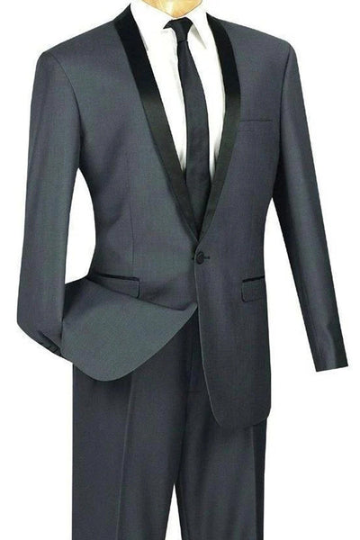 Men's Slim Fit Shawl Collar Tuxedo in Charcoal Grey