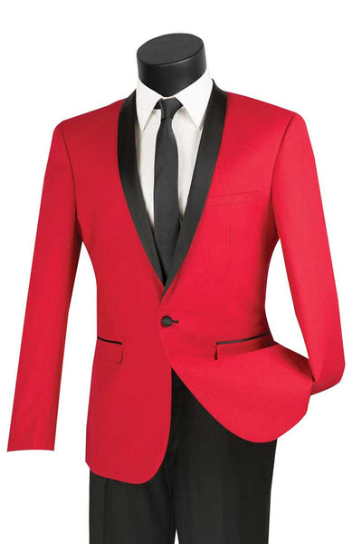 Men's Slim Fit Shawl Collar Tuxedo in Red