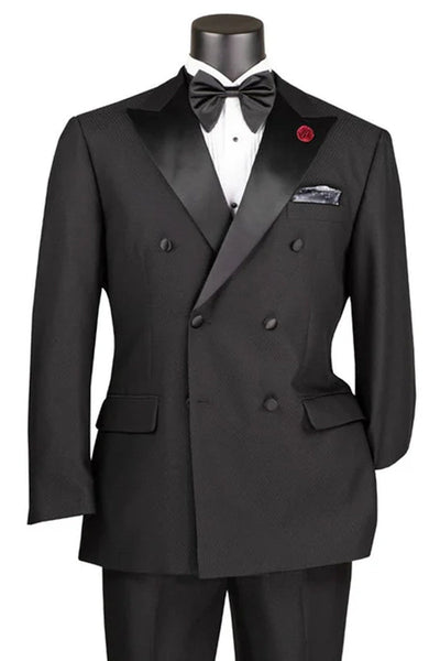 Men's Classic Modern Fit Double Breasted Tuxedo in Black