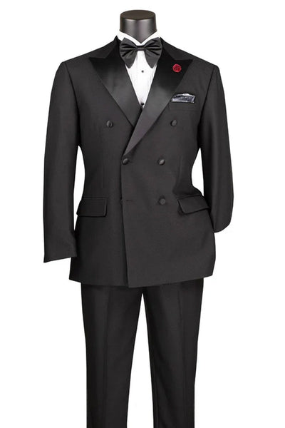 Men's Classic Modern Fit Double Breasted Tuxedo in Black