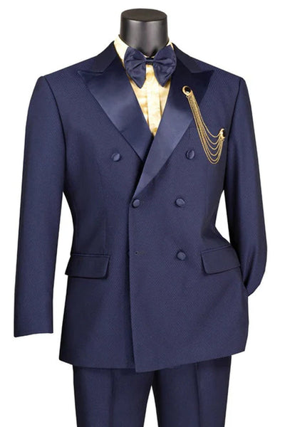 Men's Classic Modern Fit Double Breasted Tuxedo in Navy Blue