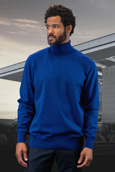 Men's Desginer Wool & Cashmere Dress Sweater in Royal Blue