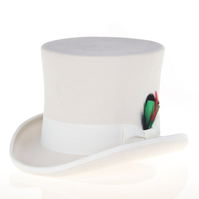 Men's Tall 100% Wool Dress Top Hat in White