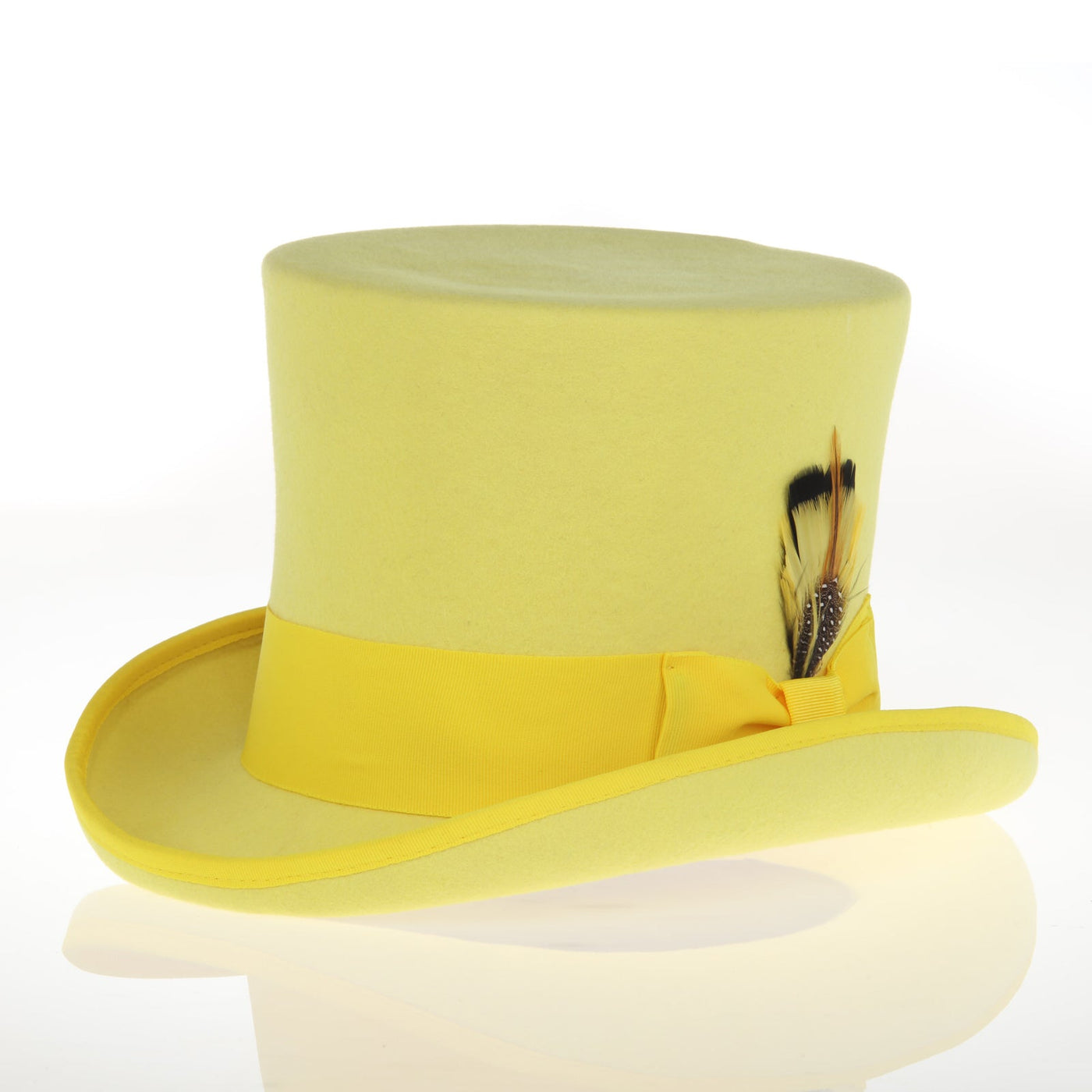 Men's Tall 100% Wool Dress Top Hat in Yellow