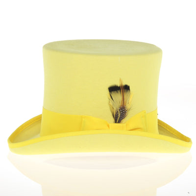 Men's Tall 100% Wool Dress Top Hat in Yellow