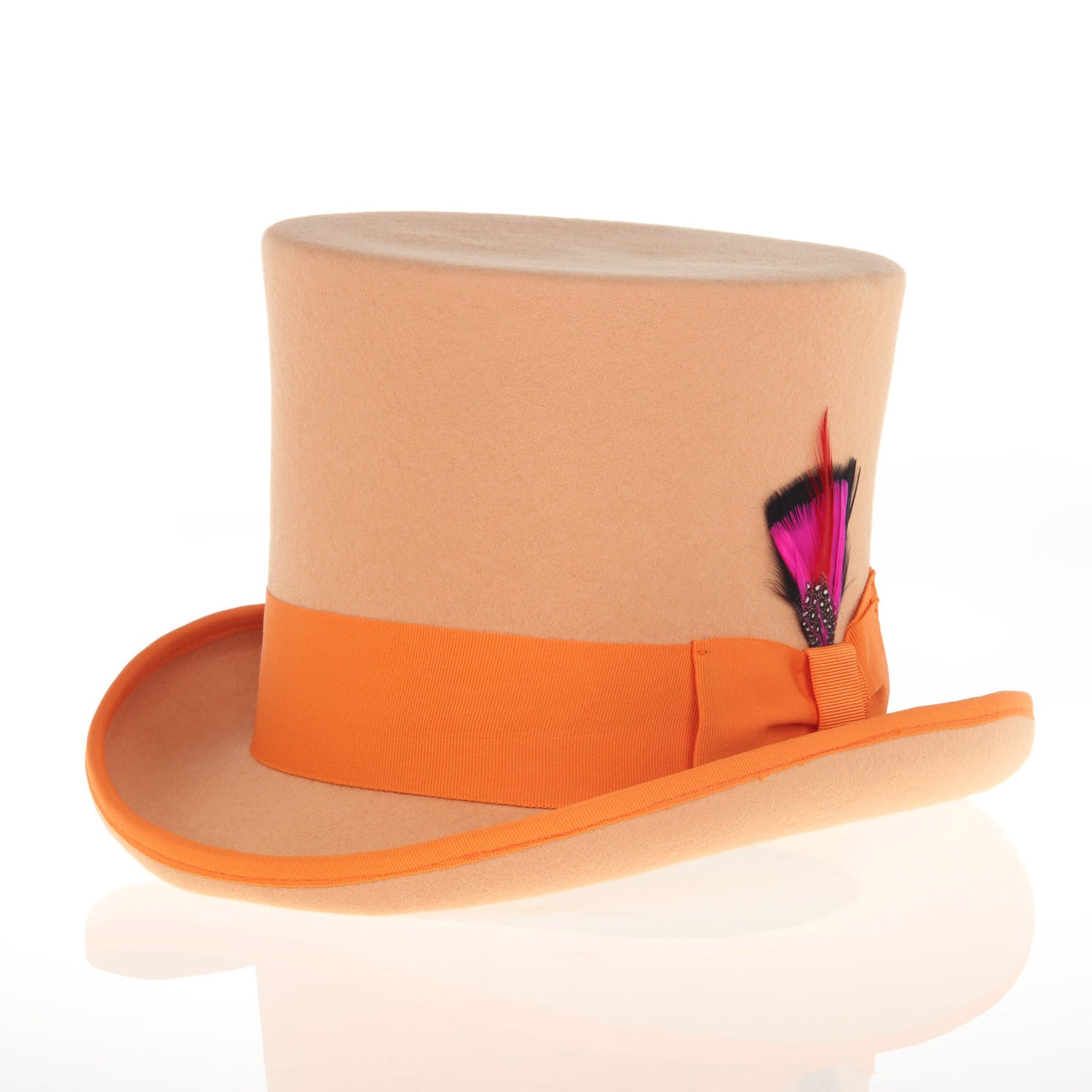 Men's Tall 100% Wool Dress Top Hat in Orange