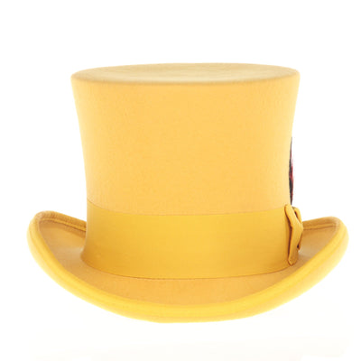 Men's Tall 100% Wool Dress Top Hat in Mustard Gold