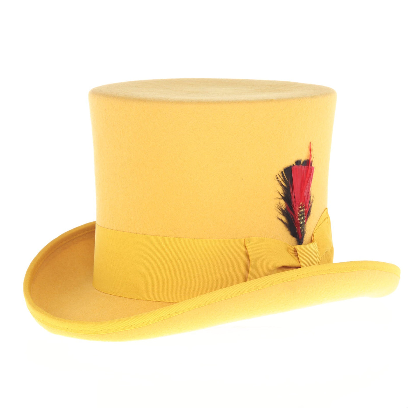 Men's Tall 100% Wool Dress Top Hat in Mustard Gold