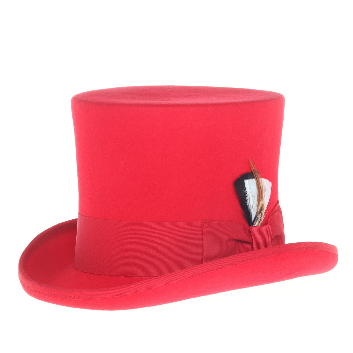 Men's Tall 100% Wool Dress Top Hat in Red