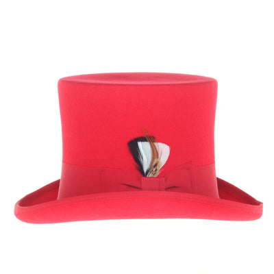 Men's Tall 100% Wool Dress Top Hat in Red