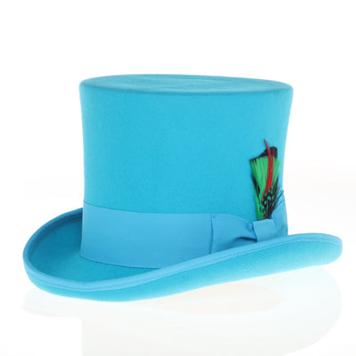 Men's Tall 100% Wool Dress Top Hat in Turquoise