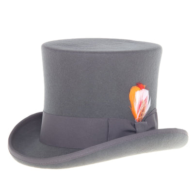 Men's Tall 100% Wool Dress Top Hat in Charcoal Grey