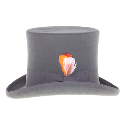 Men's Tall 100% Wool Dress Top Hat in Charcoal Grey