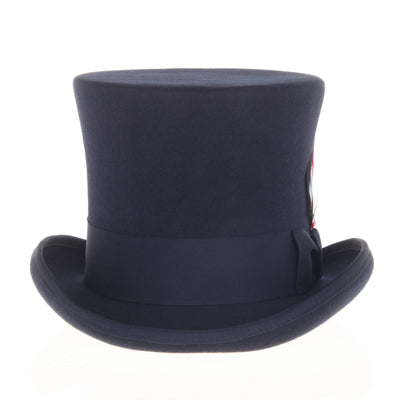 Men's Tall 100% Wool Dress Top Hat in Navy Blue