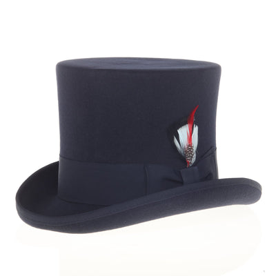 Men's Tall 100% Wool Dress Top Hat in Navy Blue