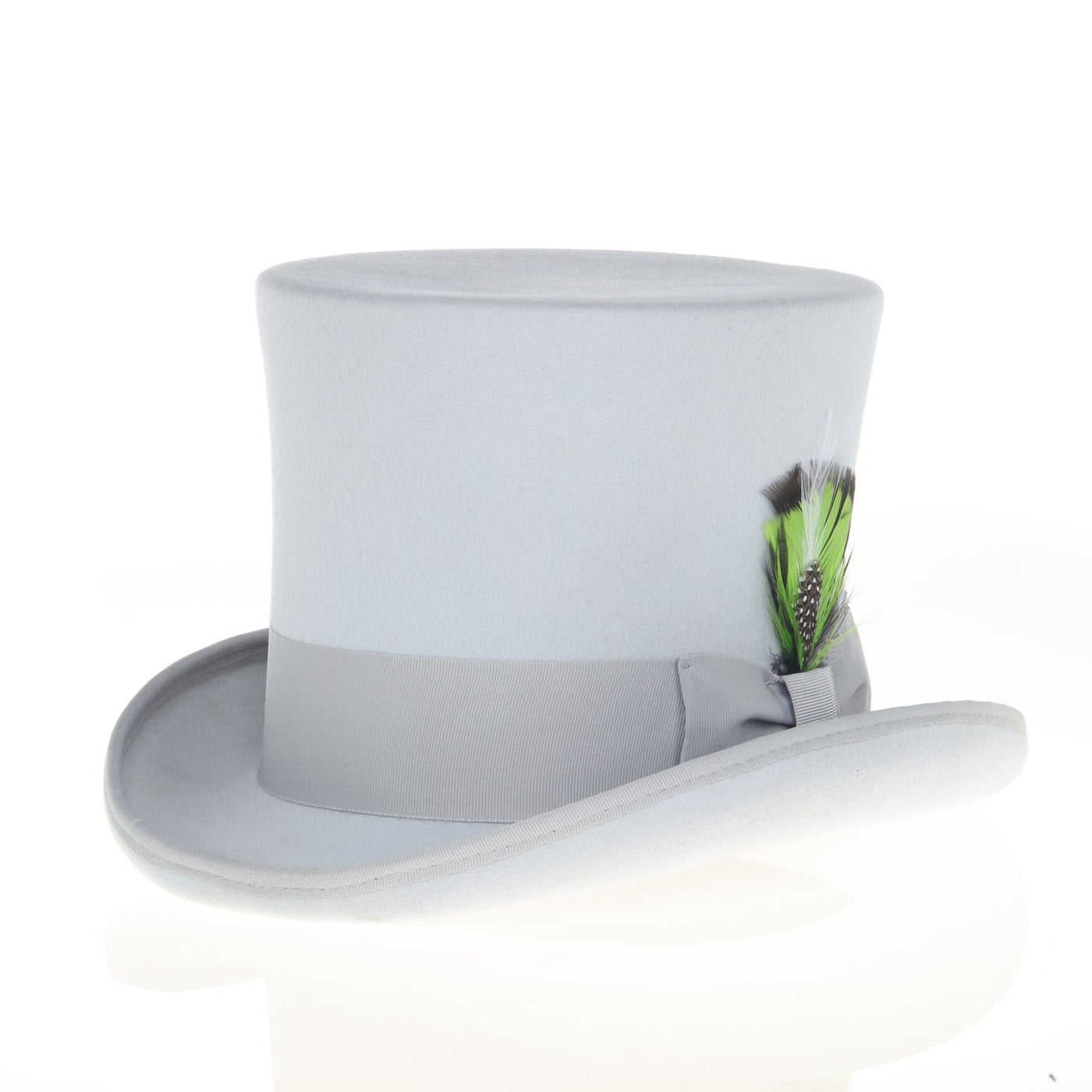 Men's Tall 100% Wool Dress Top Hat in Light Grey