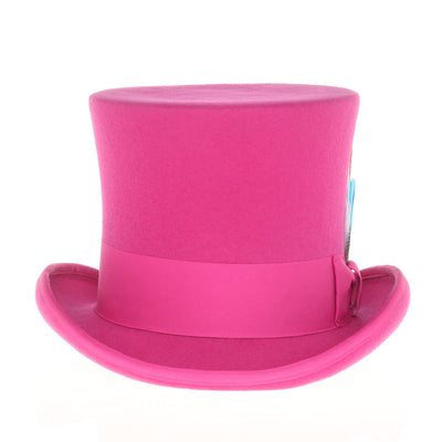 Men's Tall 100% Wool Dress Top Hat in Hot Pink Fuschia