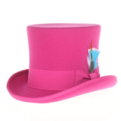 Men's Tall 100% Wool Dress Top Hat in Hot Pink Fuschia